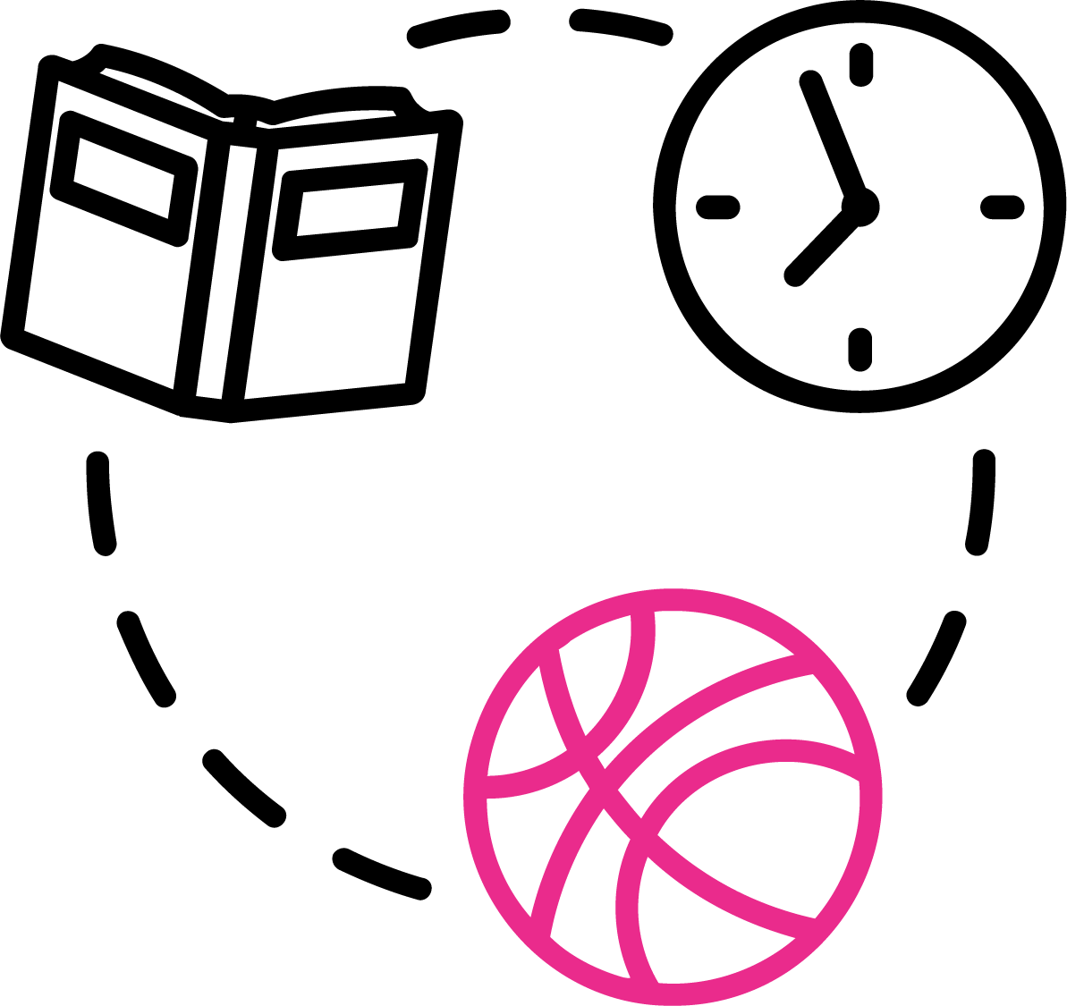 icon livre, horloge, balon